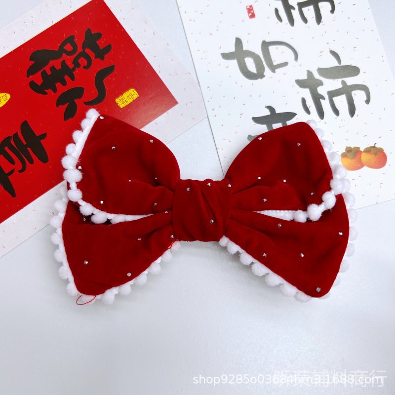 星空丝绒大红蝴蝶结辅料鞋服包配饰复古甜美法式发饰头饰配件|undefined