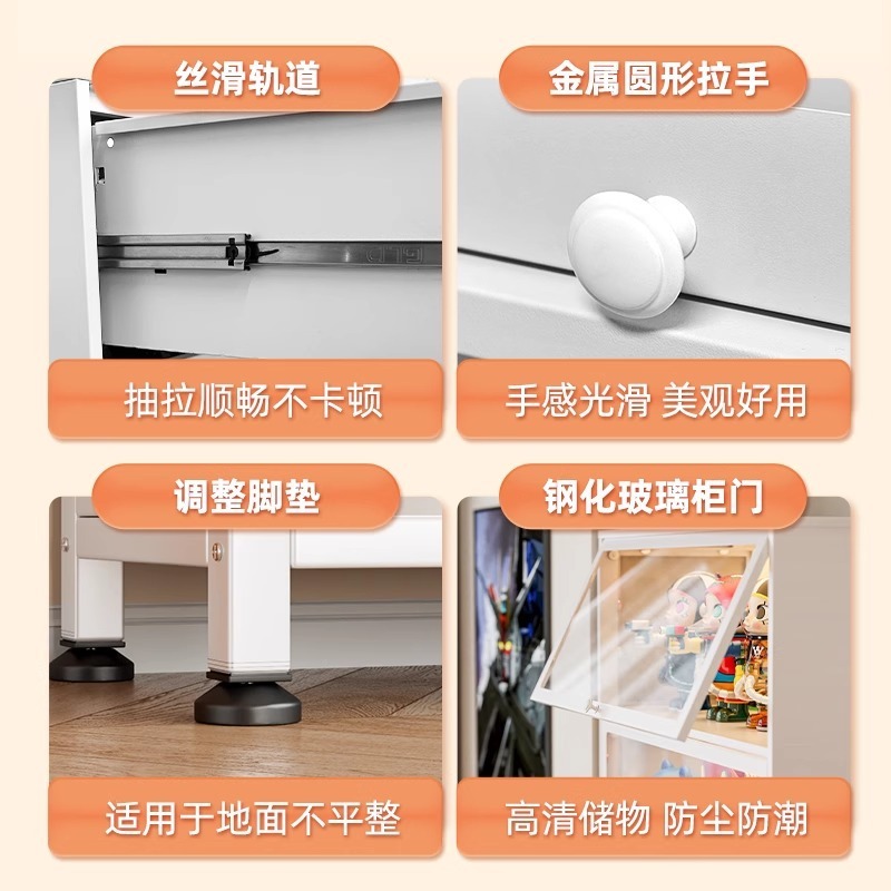 家庭用スチール本棚防塵ガラスドア付きディスプレイキャビネット引き出し付き子供用本棚寝室フロア本棚収納|undefined