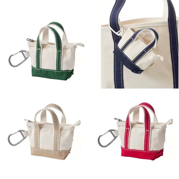 Mini Tote Bag Pendant, Earphone Storage Bag, Keychain Canvas Bag, Coin Purse Pendant, Small Canvas Bag with Zipper
