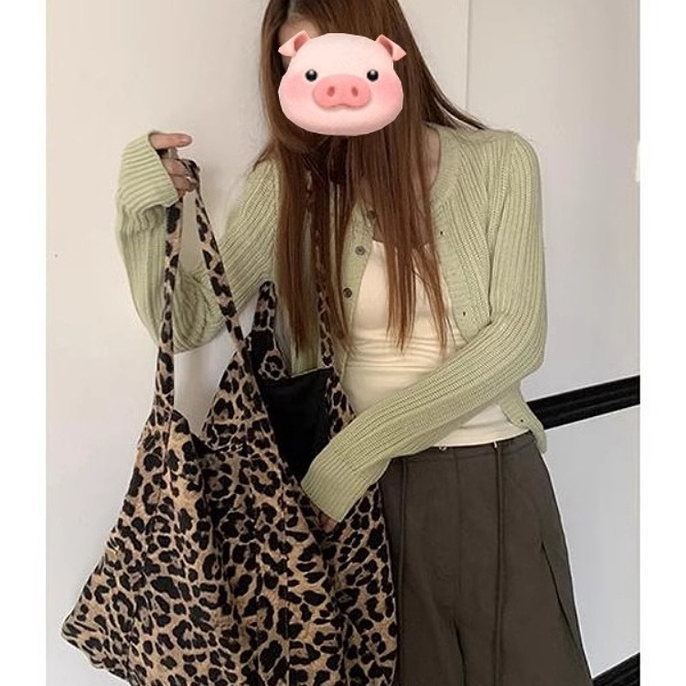 渔渔韩系氛围感早秋穿搭针织开衫女新款通勤穿搭显瘦时尚洋气上衣|undefined