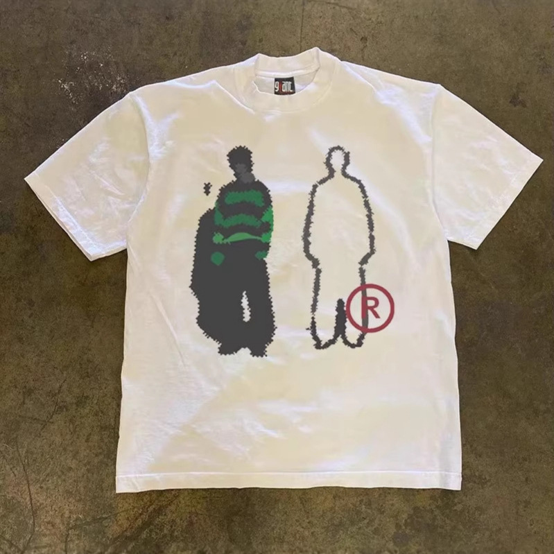 250g Heavyweight Pure Cotton! American-Style Oversized Retro Silhouette Print Couple's Loose Short-Sleeve T-Shirt for Men Y2K 250g Heavyweight Pure Cotton! American-Style Oversized Retro Silhouette Print Couple's Loose Short-Sleeve T-Shirt for Men Y2K