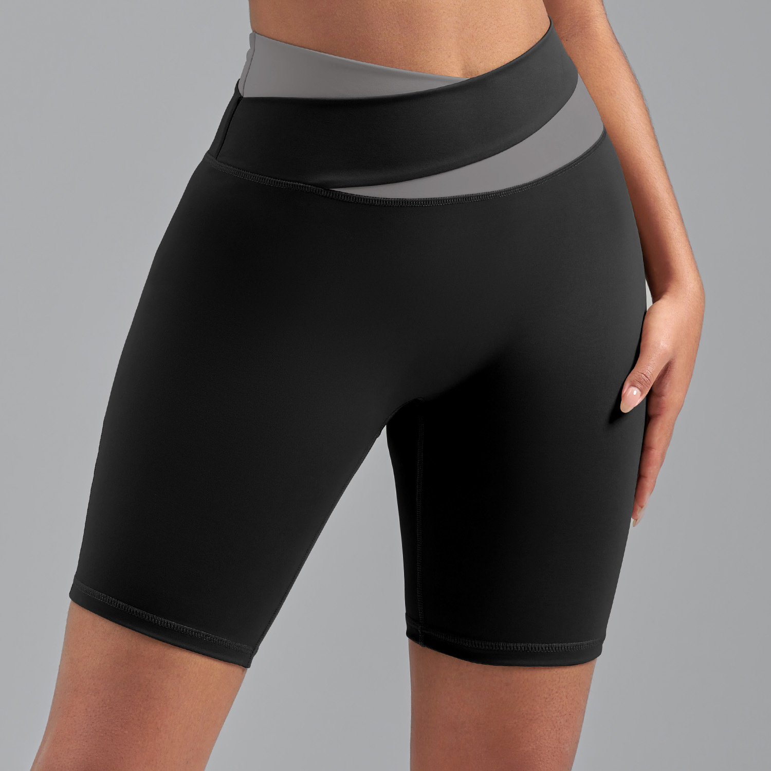 Shorts Deportivos Casuales de Verano con Bloques de Color, Estilo Europeo y Americano, Shorts de Fitness, Shorts de Yoga de Alta Elasticidad con Sensación de Desnudez para Mujer