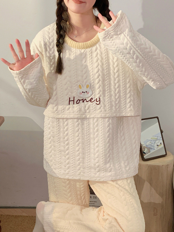 月子服春秋空気綿三点セット妊娠中産婦授乳入院服妊婦パジャマ産後授乳服|undefined