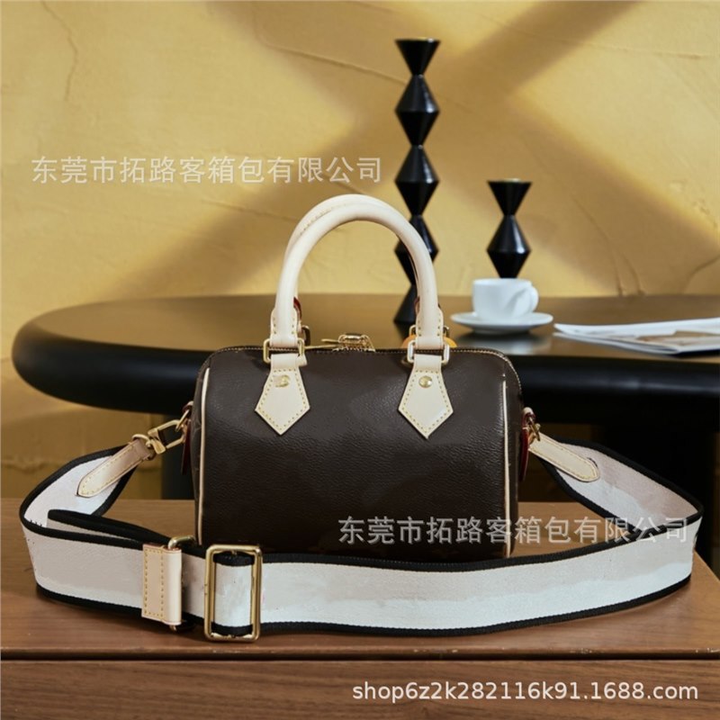 M&Lv Lv Classic Monogram Speedy20 Pillow Bag Embroidered Shoulder Crossbody Bag Handbag for Women