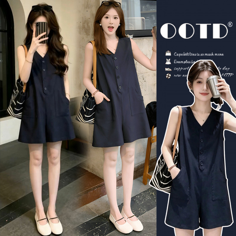 Maternity Wear 2026 Summer New Style Korean Style Simple Casual Maternity Jumpsuit Loose Age-Reducing Shorts Vest Pants