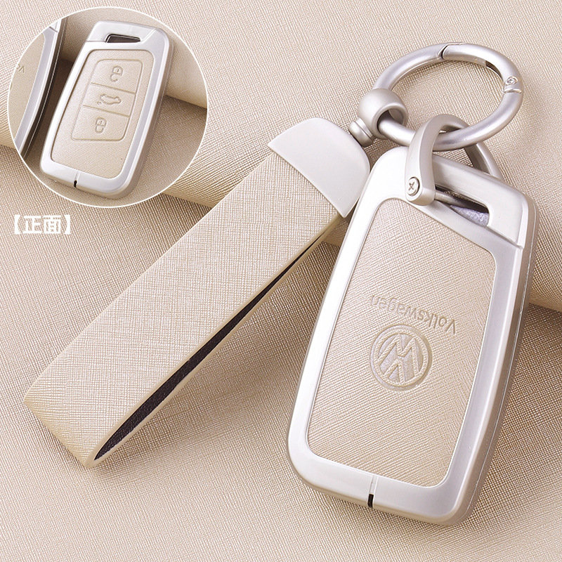 ZH 폭스바겐 C 모델 [펄 크롬-베이지 가죽] 메탈 쉘 + 초승달 가죽 버클