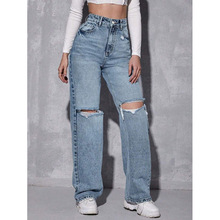 D 36525 Ripped high waist jeans �ƶ�����ţ�п�羳����ͨ