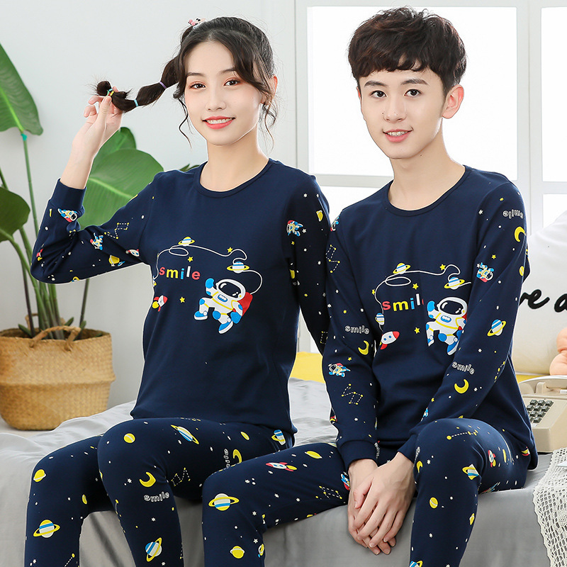 Otoño e Invierno de los niños ropa de otoño pantalones largos juventud algodón cuello redondo ropa interior traje niños y niñas pijamas calientes suéter de algodón