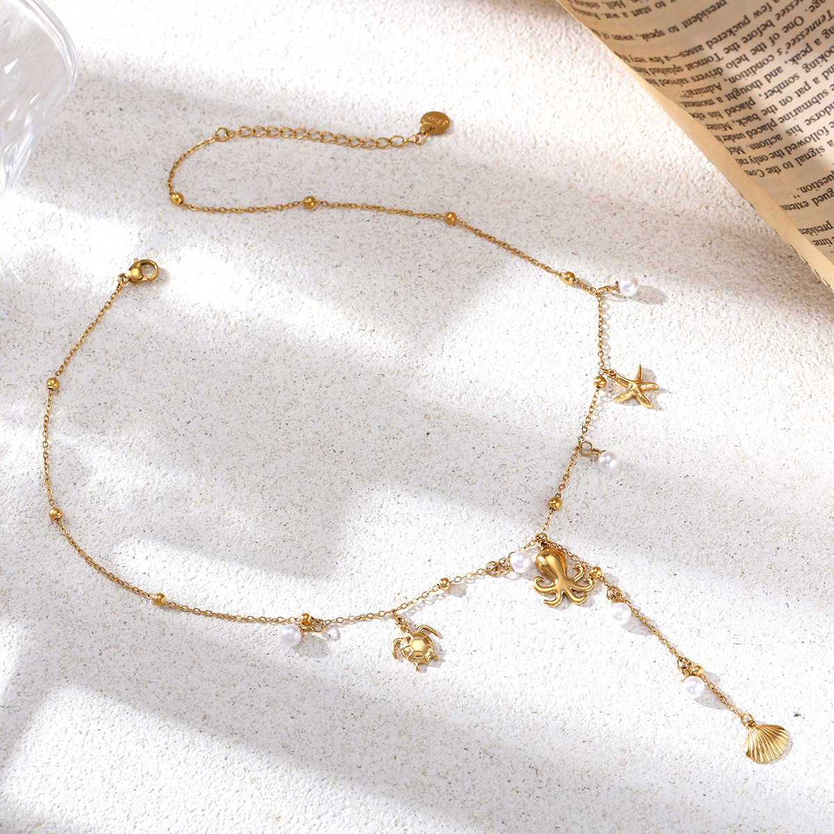 Alta Europa y América de moda acero inoxidable chapado en oro 18 quilates serie de mar conchas colgante estrella de mar de alta calidad mujer image 3