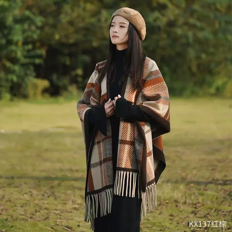 2025新款菲菲同款围巾披肩羊绒抖篷披风丝巾长条高级感女午睡毯子|undefined