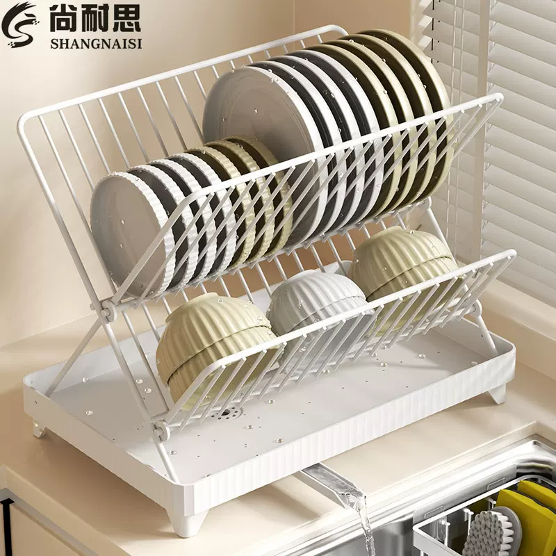 厨房碗碟台面沥水碗盘架多功能家用架子可折叠自卸水置物架放置架