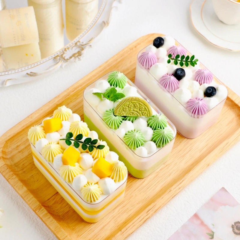 Caja de galletas de arándano, caja PS transparente, caja de leche de soja, lazanas, caja de ramisu, embalaje de horneado rectangular