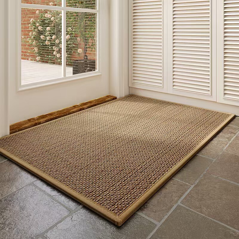 Modern Simple Imitation Linen Woven Floor Mat for Entryway and Kitchen, Non-Slip, Wear-Resistant, Machine Washable, Dust-Absorbing, Easy-To-Clean Foot Mat