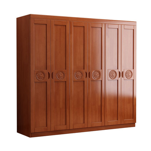 Chinese solid wood wardrobe bedroom economical three-four-five-six-door wardrobe three-door wooden home integrated wardrobe