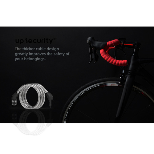 Four-digit mountain bike bicycle single electric bike lock, bar steel wire password lock, cable lock 1B-4D