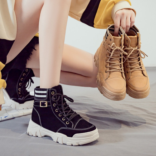  Winter New Martin Boots Women's Boots Short Boots Cotton Shoes Fleece Lined Thick Women's Shoes Snow Boots Cotton Boots Fleece Lined Thick