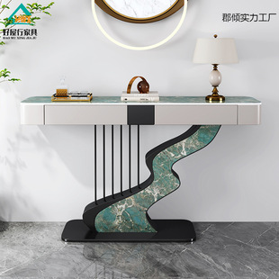 Light Luxury Rock Board Porch Table Home Entrance Wall Porch Table Artistic Creative Entrance Hall Porch Cabinet Corridor Semi-round End View Table