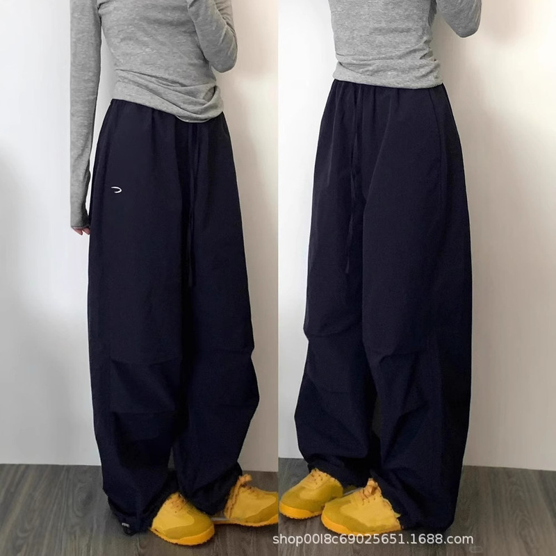 American-style high street navy blue overalls women's spring and autumn 2024 relaxation casual relaxed straight wide-leg pants American-style high street navy blue overalls women's spring and autumn 2024 relaxation casual relaxed straight wide-leg pants