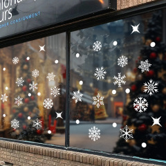 越境人気商品 クリスマスデコレーション 小さな雪の結晶 静電ステッカー ガラス窓飾り ショーウィンドウデコレーション 雪だるまステッカー TEMU