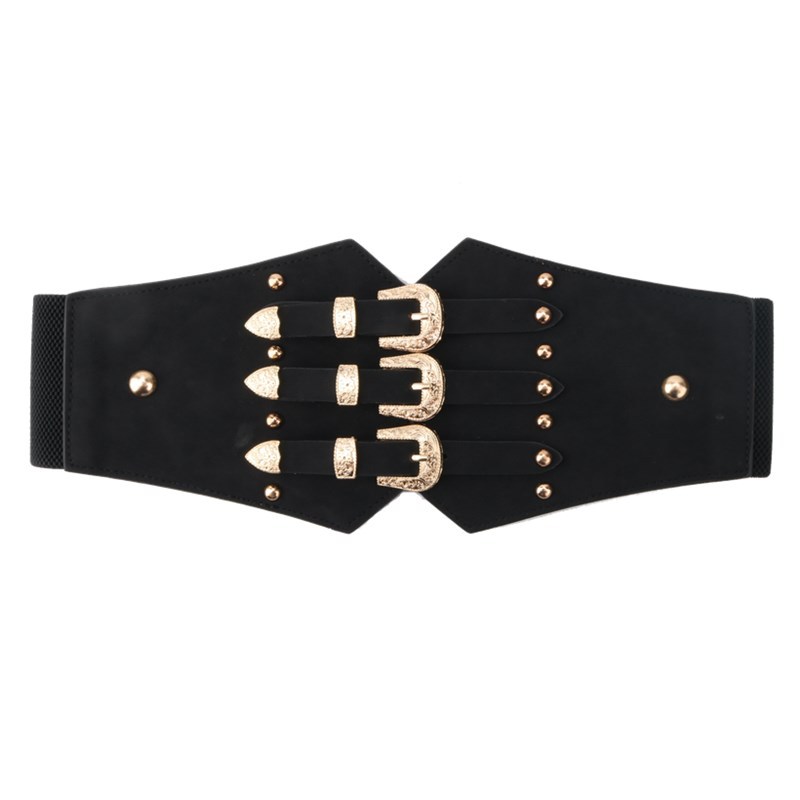 New Belt Fashion Waist Cover Women's Dress Shirt Decoration Women's Versatile Wide Belt Elastic Waist Black_voghion.com