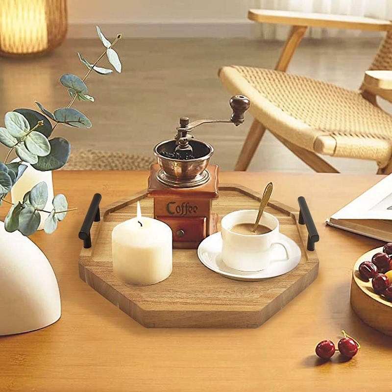 bandeja de madera multifuncional con mango bandeja de almacenamiento de artículos diversos bandeja de desayuno de hotel familiar atmósfera bandeja de té de la tarde