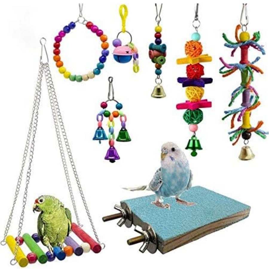 Juegos de juguetes de pájaros explosivos transfronterizos de artículos de pájaros roer y tirar juguetes de pájaros para aliviar el aburrimiento escaleras columnas juguetes de loros image 10