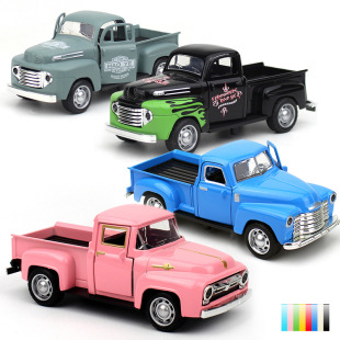 Amazon Cross-border Alloy Car Model Pickup Classic Car Metal Car Ornaments Retro Gift Toy Car