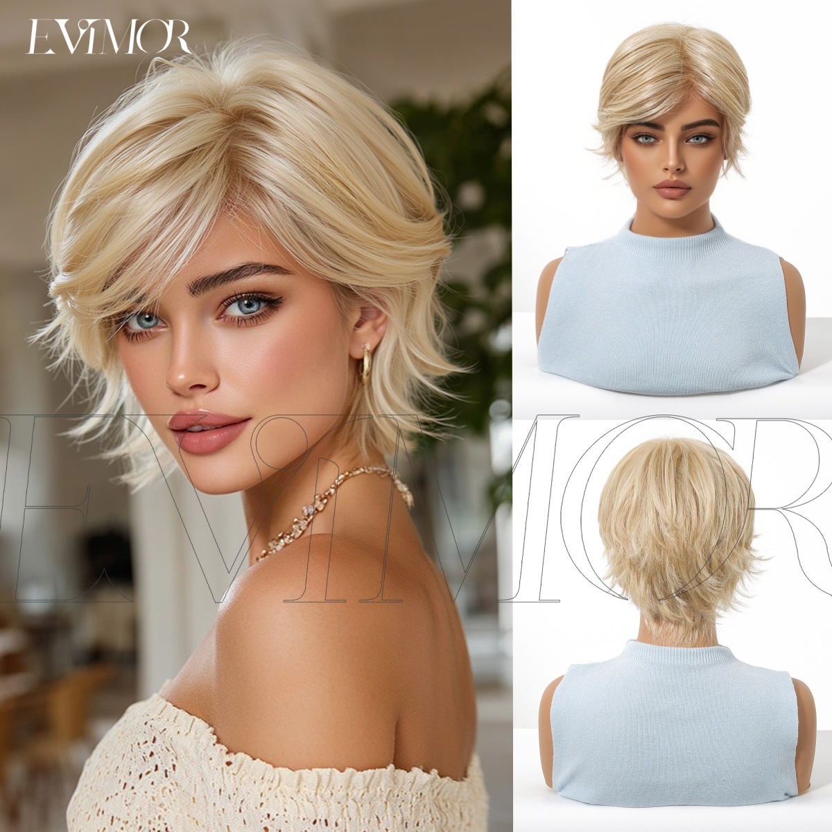 Importación de seda MONO peluca natural realista transpirable oro ultra corto pelucas europeas y americanas pelucas de cabello para mujeres pelucas