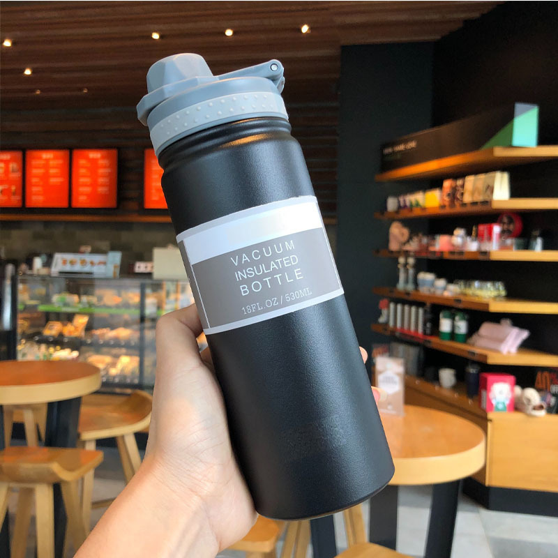 Vaso Aislado de Acero Inoxidable 304 Transfronterizo para Estudiantes Masculinos y Femeninos, Botella de Agua Deportiva Portátil para Exteriores, Venta al por Mayor para Coche
