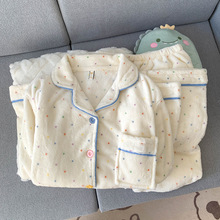 睡衣冬季女款家居服珊瑚绒开衫加厚秋冬款可爱2024年两件套装加绒