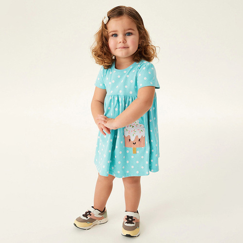 Little maven European and American cartoon print children's skirt summer new girls princess skirt short-sleeved children's dress