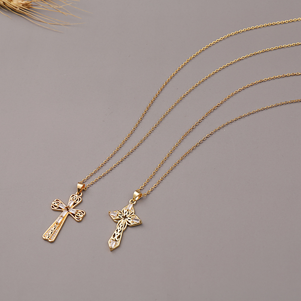 Fashion Cross Copper Zircon Necklace Wholesale display picture 8