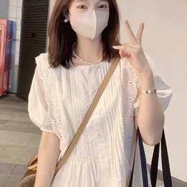 仅用于产品展示勿拍-短袖雪纺衬衫女夏季休闲百搭减龄泡泡袖娃娃