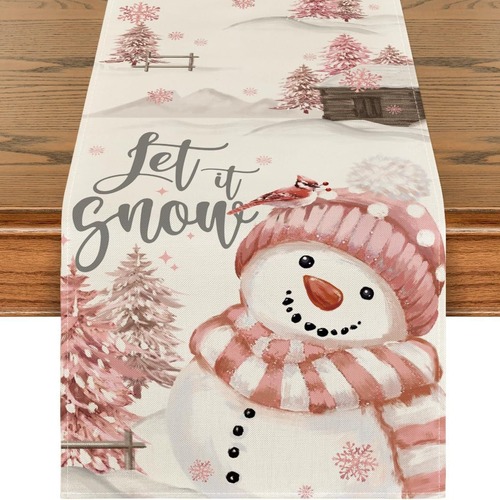 Christmas linen table flag kitchen party dining table Christmas tree wreath snowman bell reindeer Santa table flag
