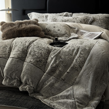 A类秋冬皮草绒加厚全消光水貂绒四件套保暖锁温床单被套床上用品