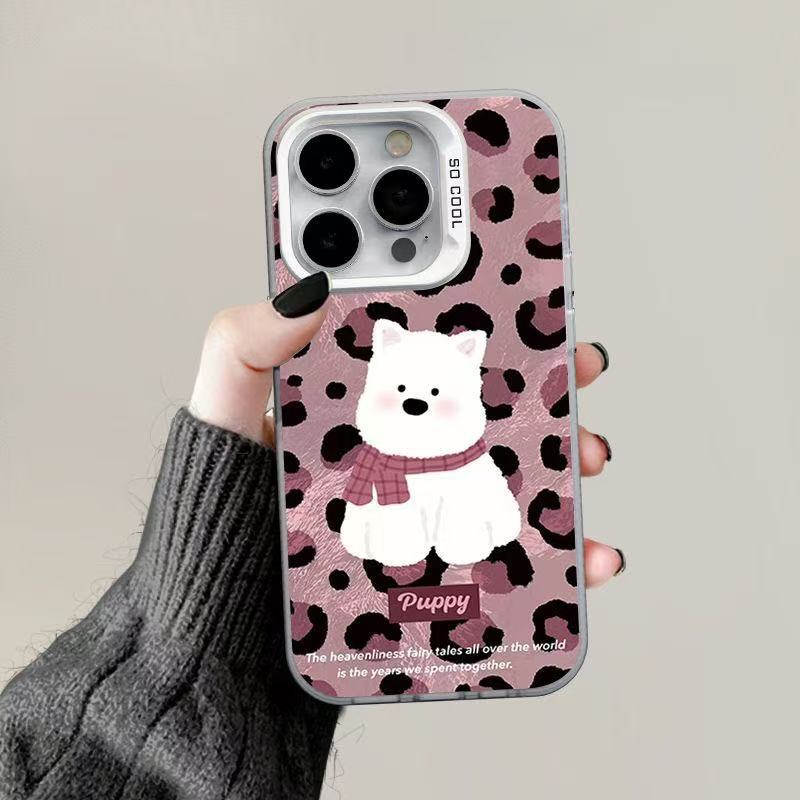 Nuevo cachorro con estampado de leopardo para iPhone 16 funda para teléfono móvil Apple 15promax/14 anti-caída 13pro12 lindo