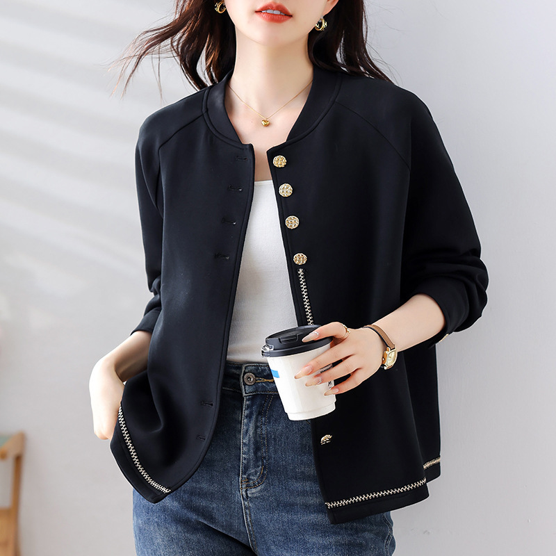 实拍黑色棒球服外套女秋短款新款宽松大码女装上衣|undefined
