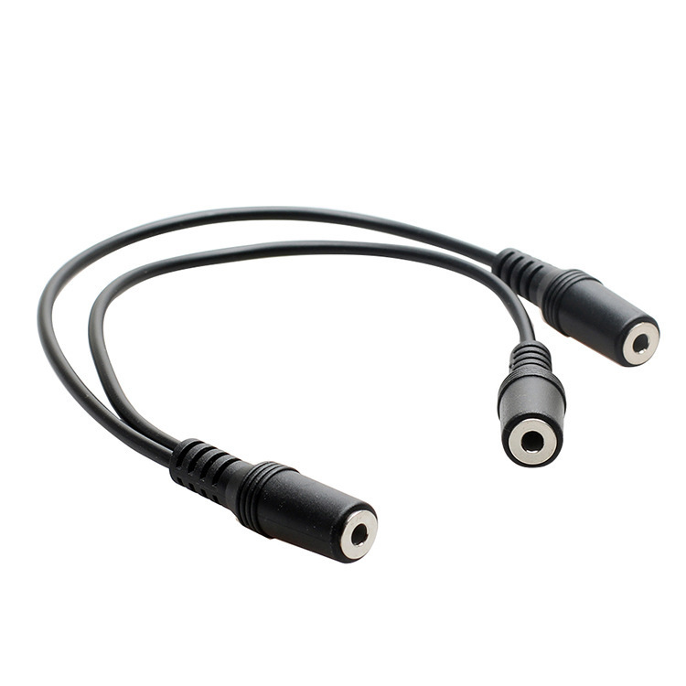 3.5母一分二 转双3.5mm 母一拖二音频线 1母转 母对母 三通音频线