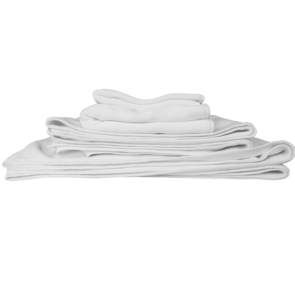 Toalla de baño blanca de microfibra Toalla de transferencia térmica 400g Toalla de poliéster de algodón Toalla de playa material en blanco al por mayor