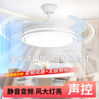 新款全光谱护眼隐形风扇灯简约客厅卧室吊扇灯智能语音吸顶风扇灯