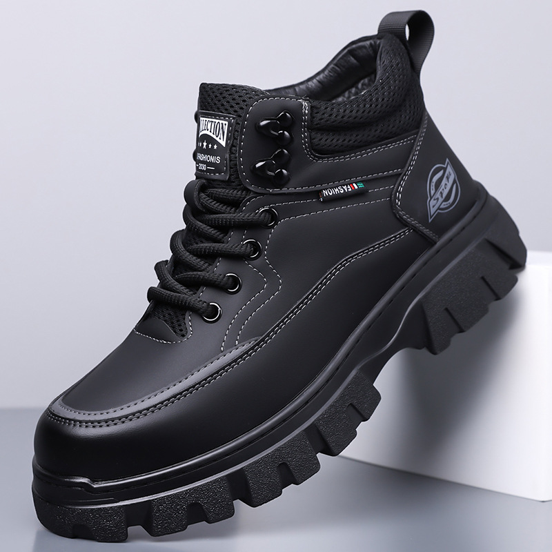 高帮男鞋2025冬季雪地靴加绒加厚保暖棉鞋休闲运动马丁靴代发