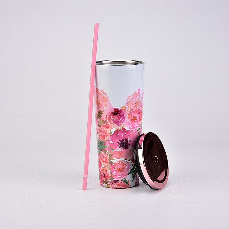 2022 New Fashion Floral Print Large Capacity Straw Cup display picture 3