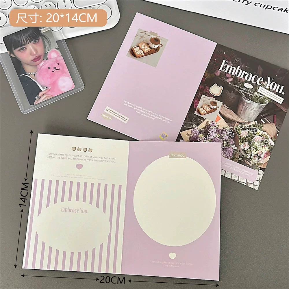 Folding greeting card set, cute designs, assorted postcards & small gift bag