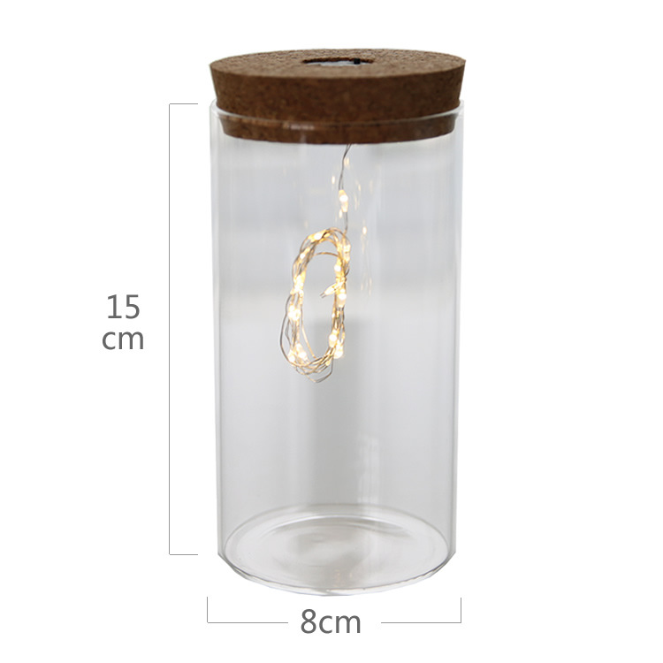 Cadena de luz recta jarrón de vidrio cilíndrico de corcho seco florero creativo transparente florero decoración de escritorio