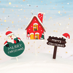 ソフトプラスチッククリスマスケーキ装飾挿札クリスマスツリー老人クリスマスハウス家クリスマス看板ケーキ装飾プラグイン