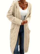 H 77710 Hooded Cable Mid-Length Cardigan ��ñŤ���г�������
