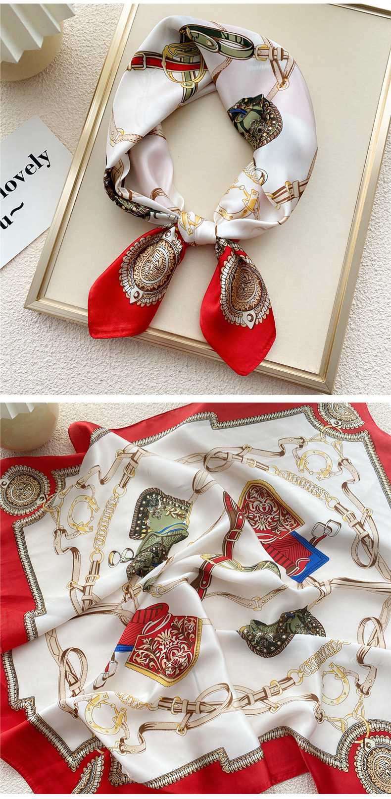 45g Weight Silk Scarf Classification Daily Occasion Polyester Material Geometric Pattern All Seasons Season Women's Gender Printing Design Elegant, Sweet Style Women's Elegant Sweet Geometric Polyester Printing Silk Scarf 13