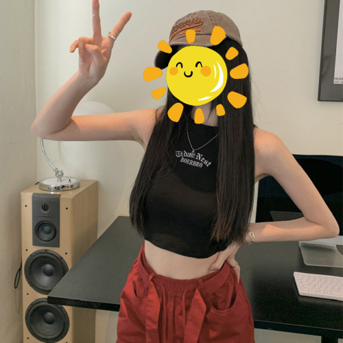 Korean style sweet girl sleeveless H-shaped inner with small camisole women's new style shoulder-cut short style chic top