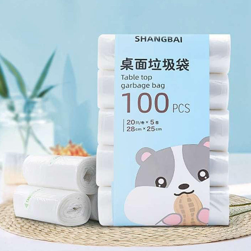 Small size desktop garbage bag thickened household flat mini car garbage bag disposable plastic bag 100 pcs