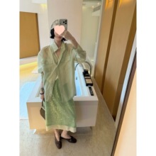 Mona张绮贤 透氧天丝衬衫/竖条纹肌理感天丝衬衫夏日轻薄防晒衬衣